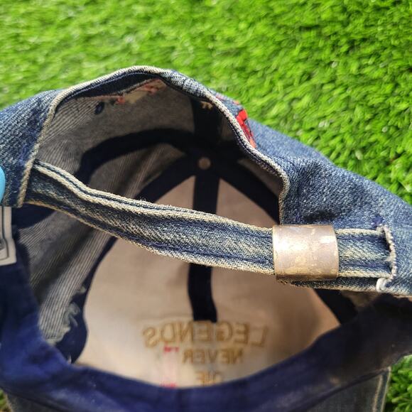 VTG 90s Levi's "Legends Never Die" Embroidered Faded Denim Dad Hat Baseball Cap - Picture 12 of 12